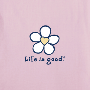 Life is Good. Women's Bold Heart Flower Long Sleeve Crusher-LITE Hooded Tee, Seashell Pink