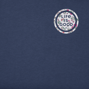 Life is Good. Women's Botanical Garden LIG Long Sleeve Crusher Tee, Darkest Blue