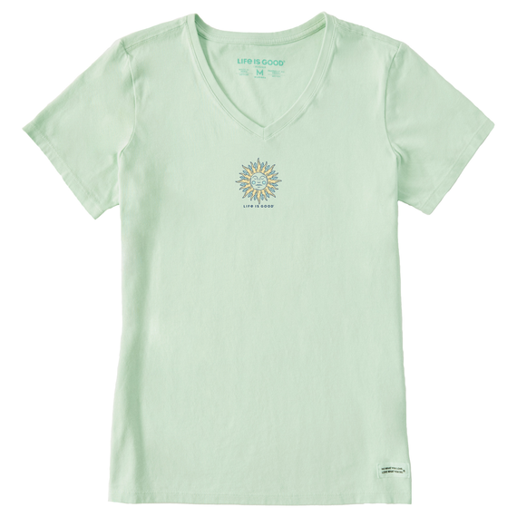 Life is Good. Women's Celestial Sun Crusher Vee, Sage Green