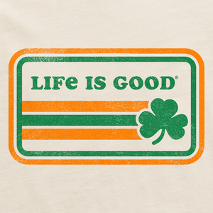 Life is Good. Women's Stripe Clover Boxy Crusher Tee, Putty White