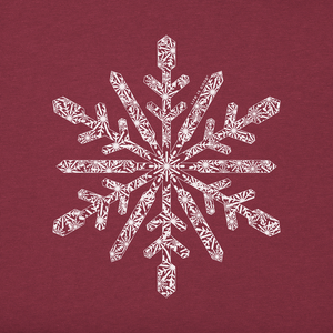 Life is Good. Women's Contrast Snowflake Long Sleeve Crusher Vee, Cranberry Red