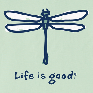 Life is Good. Women's Dragonfly Long Sleeve Crusher Vee, Sage Green