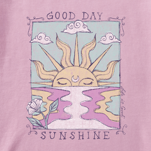 Life is Good. Women's Dreamy Good Day Sunshine Ocean Boxy Crusher Tee, Violet Purple