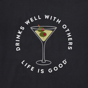 Life is Good. Women's Drinks Well with Others Martini Short Sleeve Crusher Vee