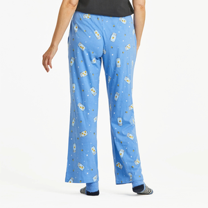 Life is Good. Women's Firefly Jar Pattern Snuggle Up Sleep Pant, Cornflower Blue