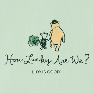 Life is Good. Women's How Lucky Are We Winnie Crusher Tee, Sage Green