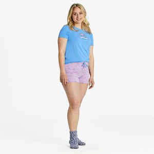 Life is good. Women's I Like it Here Lightweight Sleep Tee, Cornflower Blue