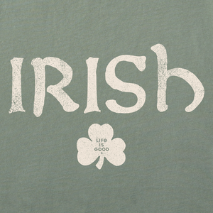 Life is Good. Women's Irish Clover Long Sleeve Crusher Tee, Moss Green