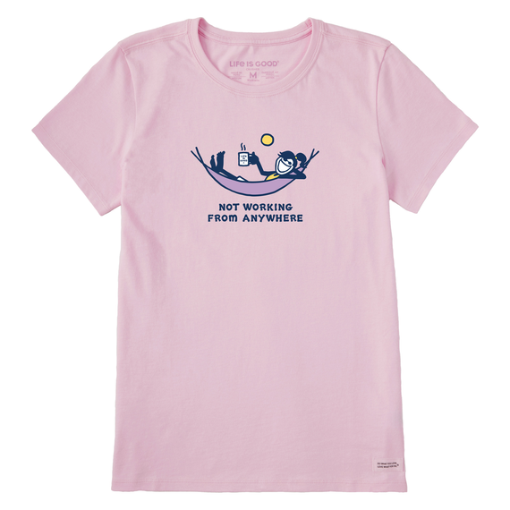 Life is Good. Women's Jackie Not Working From Anywhere Short Sleeve Crusher-Lite Tee, Seashell Pink