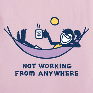 Life is Good. Women's Jackie Not Working From Anywhere Short Sleeve Crusher-Lite Tee, Seashell Pink