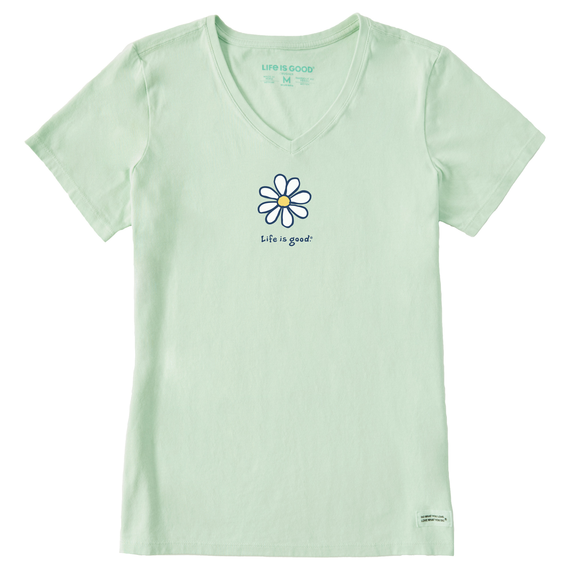 Life is Good. Women's LIG Daisy Crusher-Lite Short Sleeve Vee, Sage Green