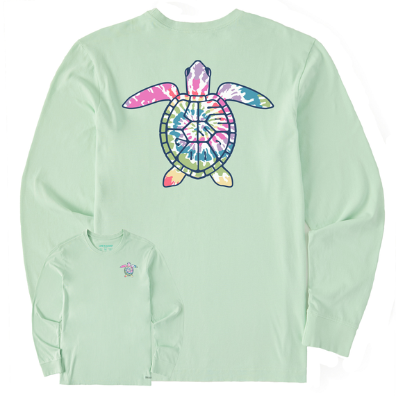 Life is Good. Women's LIG Turtle Shell Tie Dye Long Sleeve Crusher-LITE Tee, Sage Green