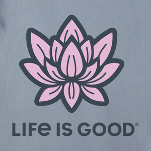 Life is Good. Women's Lotus LIG Long Sleeve Crusher-LITE Hooded Tee, Stone Blue