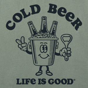 Life is Good. Women's Matchbook Cold Beer Boxy Crusher Tee, Moss Green