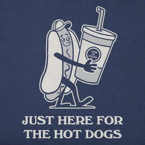 Life is Good. Women's Matchbook Here for the Hotdogs Boxy Crusher Tee, Darkest Blue