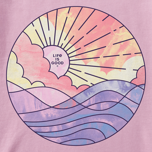Life is Good. Women's Ocean Watercolor Long Sleeve Crusher-LITE Hooded Tee, Violet Purple