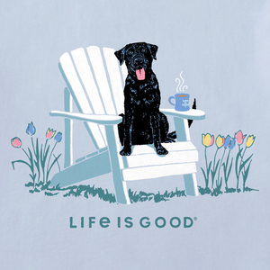 Life is Good. Women's Realisn't Black Lab Adirondack Crusher Tee, Glacier Blue