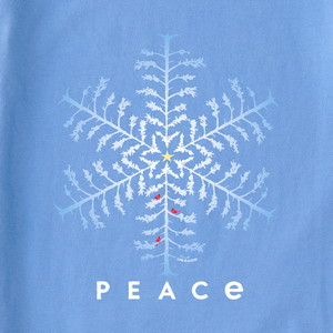 Life is Good. Women's Snowflake Peace Trees Long Sleeve Crusher Tee, Cornflower Blue