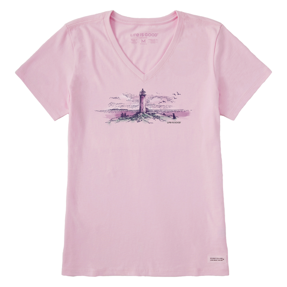 Life is Good. Women's Storybook Lighthouse Vista Crusher-LITE Vee, Seashell Pink