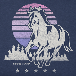 Life is Good. Women's Sunset Horse Crusher Vee, Darkest Blue