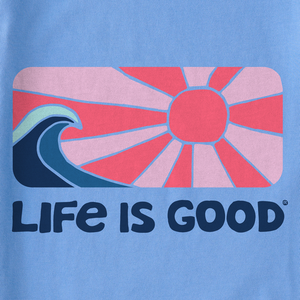 Life is Good. Women's Sunshine Wave Long Sleeve Crusher Tee, Cornflower Blue