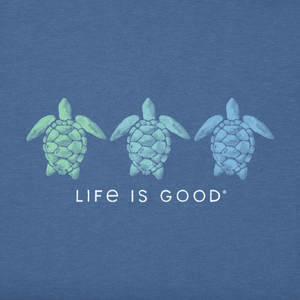 Life is Good. Women's Tres Turtles Short Sleeve Vee, Vintage Blue