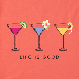 Life is Good. Women's Trio of Martinis Lightweight Sleep Tee, Mango Orange