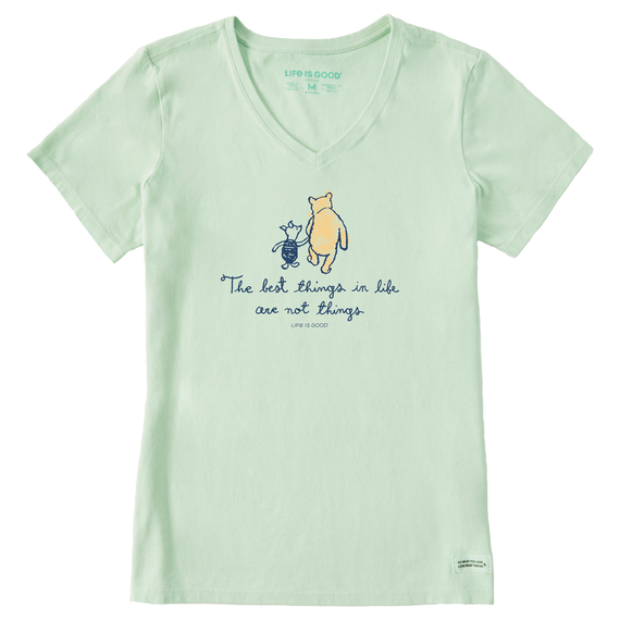 Life is Good. Women's Winnie Best Things Short Sleeve Crusher-LITE Vee, Sage Green