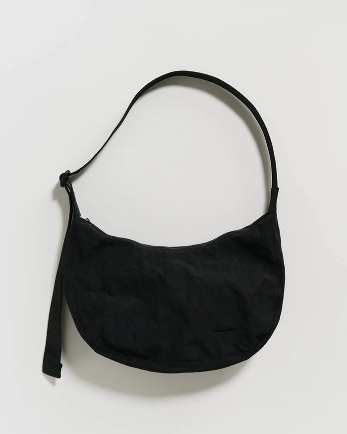 BAGGU. Medium Nylon Crescent Bag, Black