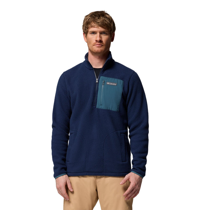 Columbia. Men's Jasper Ridge Pebble 1/2 Zip Long Sleeve Fleece in Collegiate Navy/Everblue