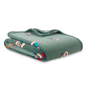 Life is Good. Holiday Dogs Plush Throw Blanket, Spruce Green