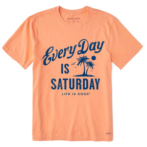 Life is Good. Men's Every Day is Saturday Crusher Tee, Canyon Orange