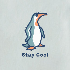 Life is Good. Women's Stay Cool Proud Penguin LS Crusher Vee, Fog Gray