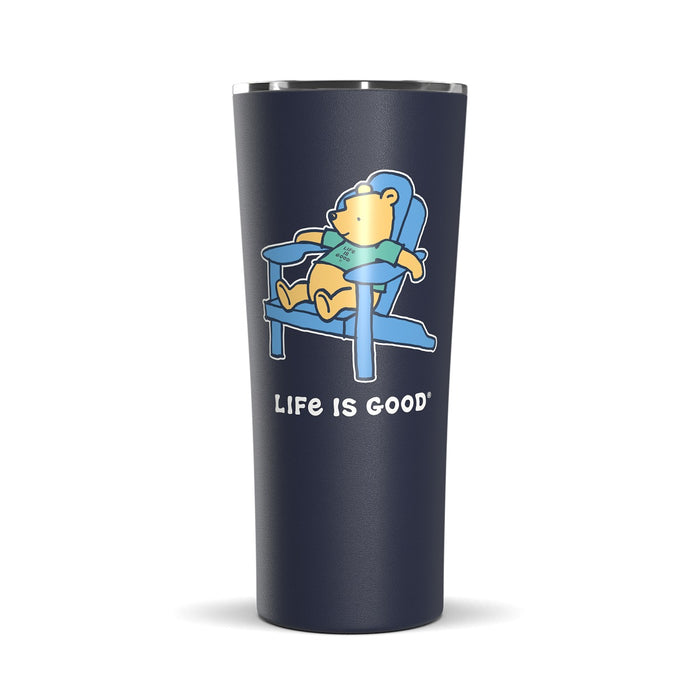 Life Is Good Winnie Adirondack Stainless Steel Water Bottle 22oz, Darkest Blue