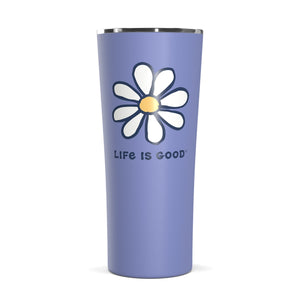 Life Is Good Vintage Daisy Stainless Steel Water Bottle 22oz, Cornflower Blue