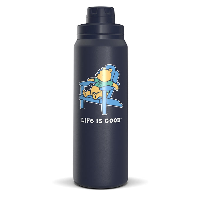 Life Is Good Winnie Adirondack Stainless Steel Water Bottle 26oz, Darkest Blue