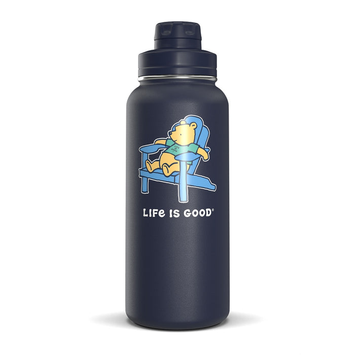 Life Is Good Winnie Adirondack Stainless Steel Water Bottle 32oz, Darkest Blue