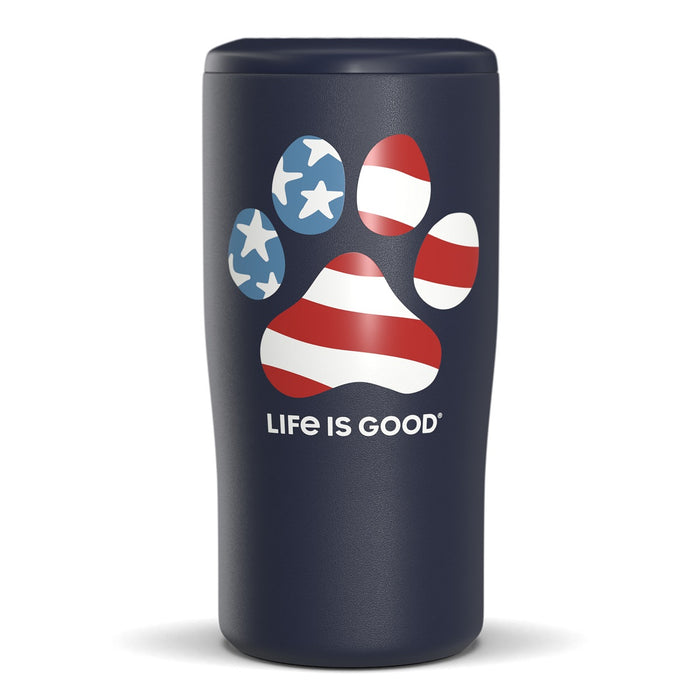 Life Is Good Americana Dog Paw 4-in-1 Stainless Steel Can Cooler, Darkest Blue