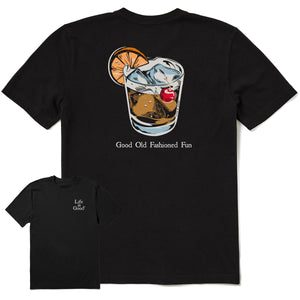 Life is Good. Men's Good Old Fashioned SS Crusher Tee, Jet Black