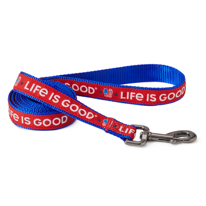 Life is Good. Americana Flip Flop Dog Leash, Faded Red