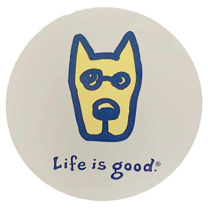 Life is Good. 4" Circle Sticker Vintage Rocket Dog, Bone White