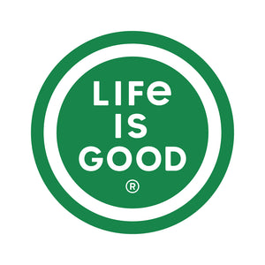 Life is Good. 4" Circle Sticker Life is Good Coin, Jungle Green