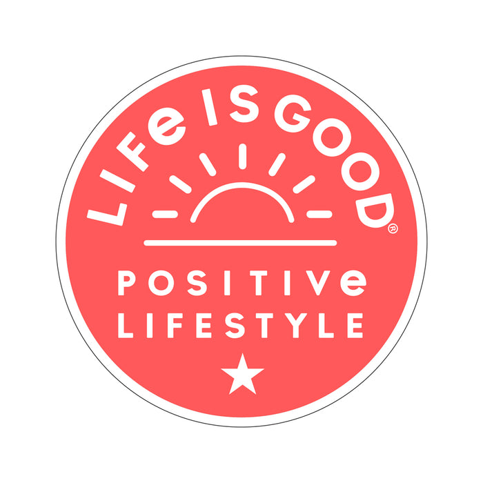 Life is Good. 4" Circle Sticker Positive Rising Sun, Mango Orange