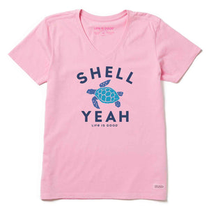 Life is Good. Women's Shell Yeah Crusher Vee, Happy Pink