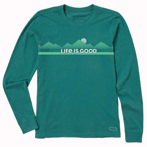 Life is Good. Women's Mountainscape Crusher-Lite LS Tee, Spruce Green
