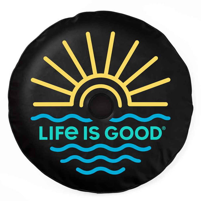 Life is Good. Sun & Sea 32" Rearview Camera Tire Cover, Jet Black