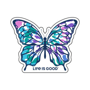 Life is Good. Small Die Cut Decal Tie Die Butterfly, Cloud White