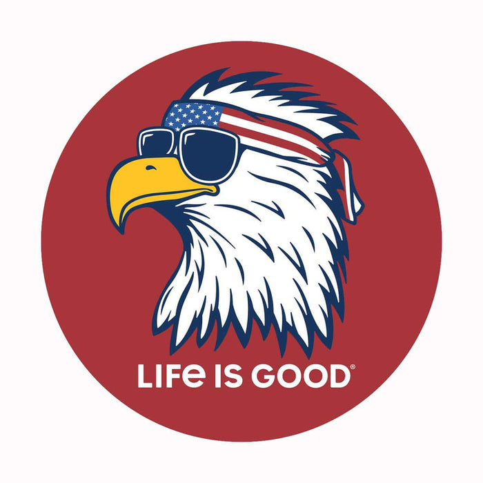 Life is Good. Patriotic Eagle Magnet, Faded Red