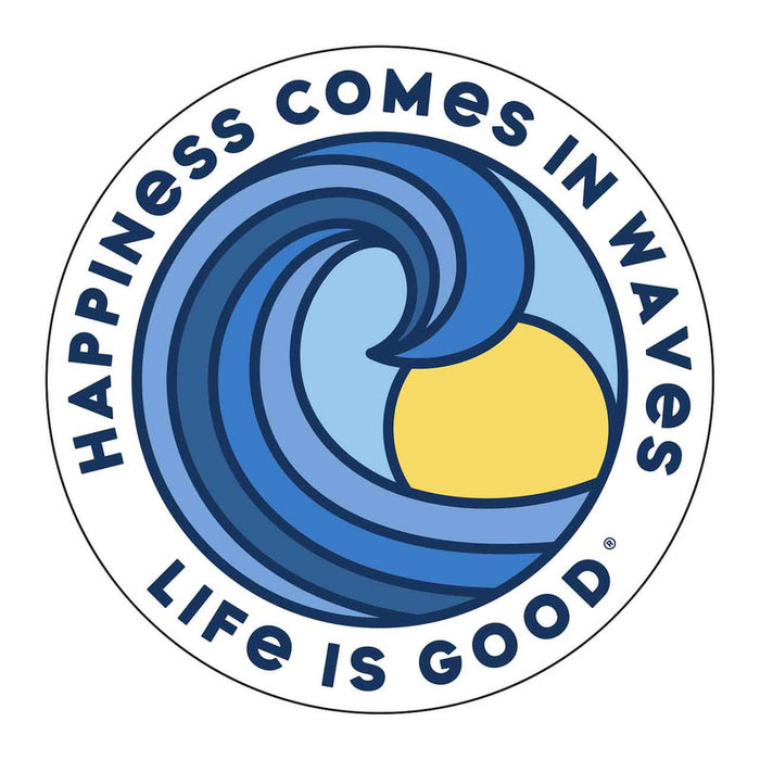Life is Good. 4" Circle Sticker Happiness Comes, Cloud White
