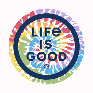 Life is Good. 4" Circle Sticker Tie Die Coin, Darkest Blue